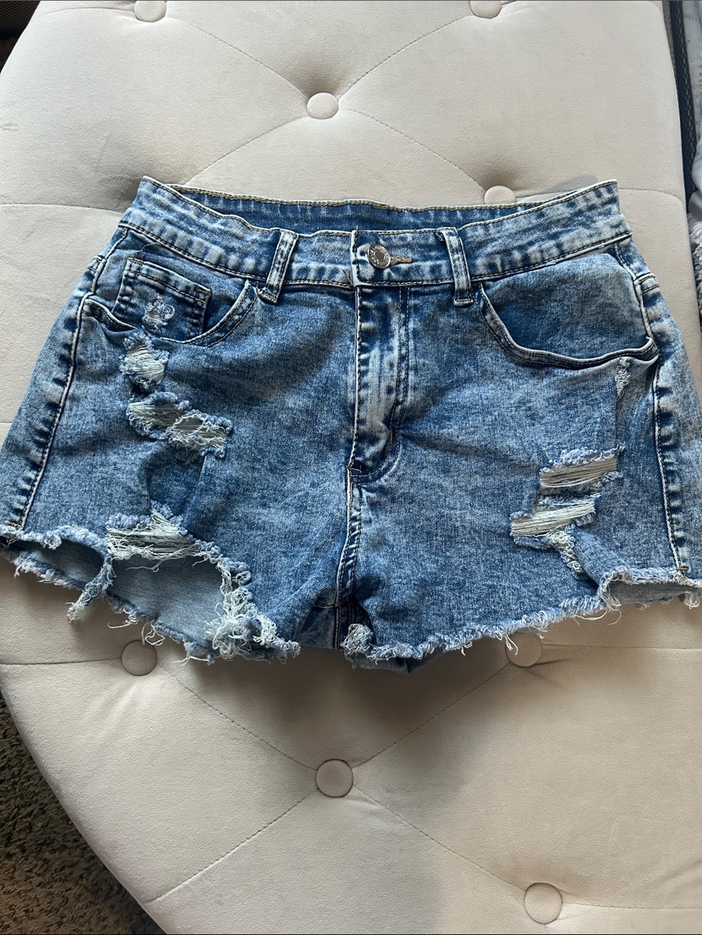 Distressed Denim Shorts